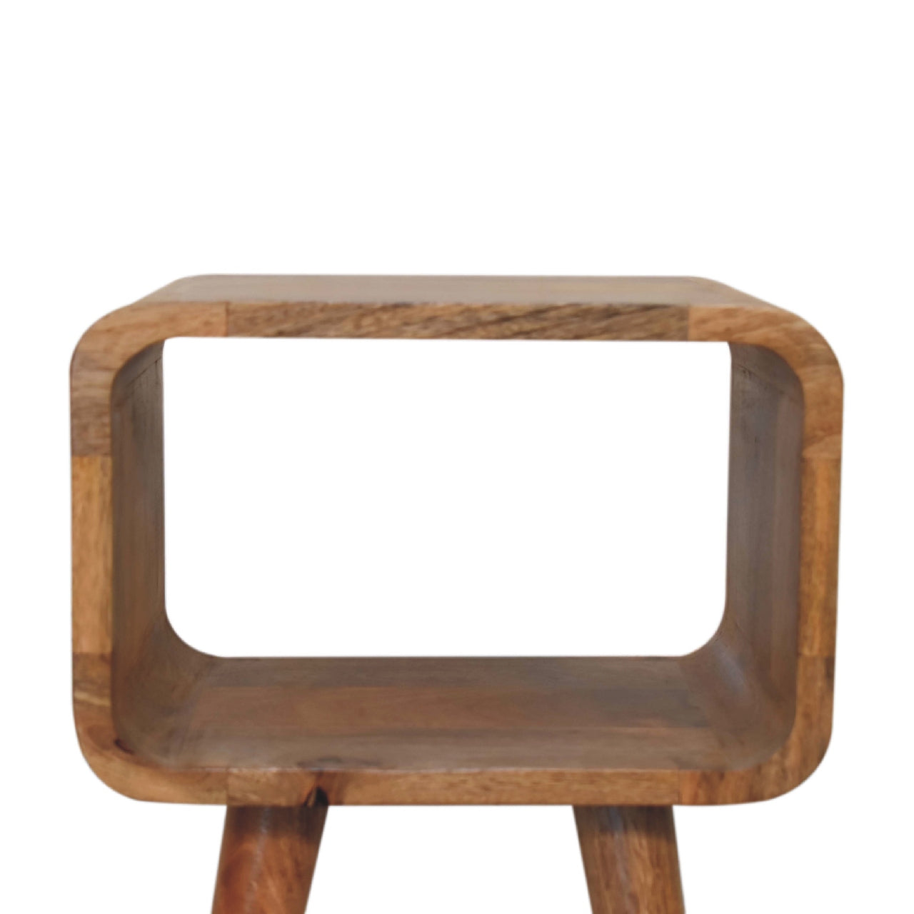 Mini Curved Open Bedside Brown Oak Light Brown With Legs Classic,Contemporary Mango Solid Wood Oak Wood Solid Wood