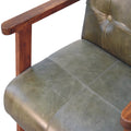 Olive Buffalo Leather Chair Olive Leather Wood Fabric