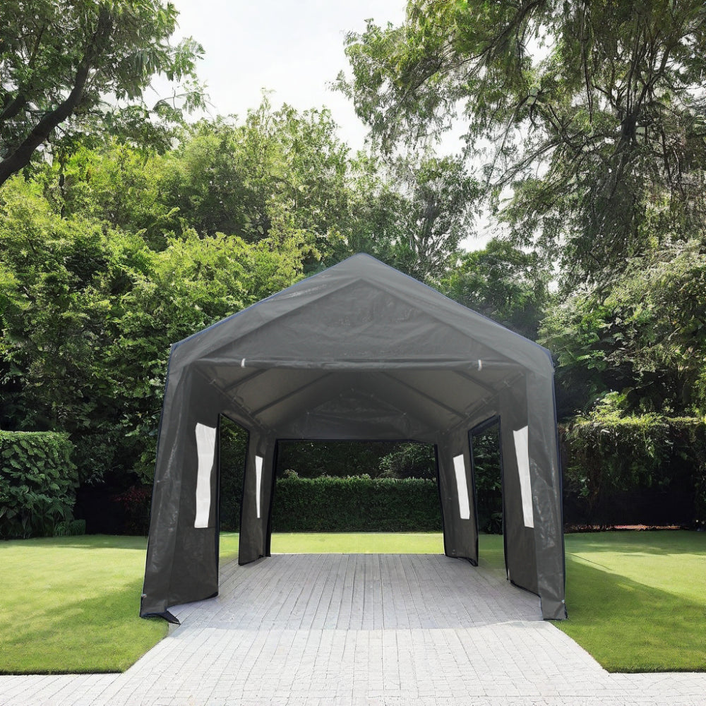 10x20ft heavy duty canopy carport outdoor portable grey-garden & outdoor-american traditional-powder