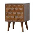 Chestnut Cube Carved Bedside Chestnut Solid Wood