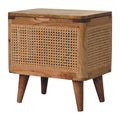 Larissa Lid Up Storage Stool Oak Wood Rattan