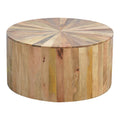 Round Wooden Coffee Table Chestnut Solid Wood