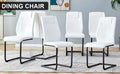 Modern Dining Chairs With Faux Leather Upholstered Seats Dining Room Chairs With Metal Legs, Suitable For Kitchen, Living Room, Bedroom, Dining Room Side Chairs, Set Of 6 Pieces White Pu Leather White Pu