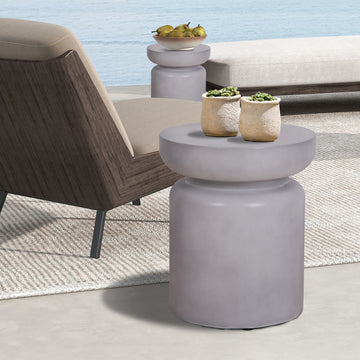 Faux Concrete Texture 17 Inch Height Accent Table For Indoor And Outdoor Gray Garden & Outdoor European Magnesium Oxide