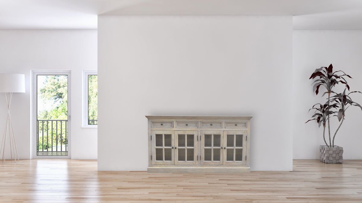 Stone Acid Wash Glazed Sideboard - Stone Gray