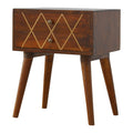 Geo Brass Inlay Bedside Chestnut Wood Metal