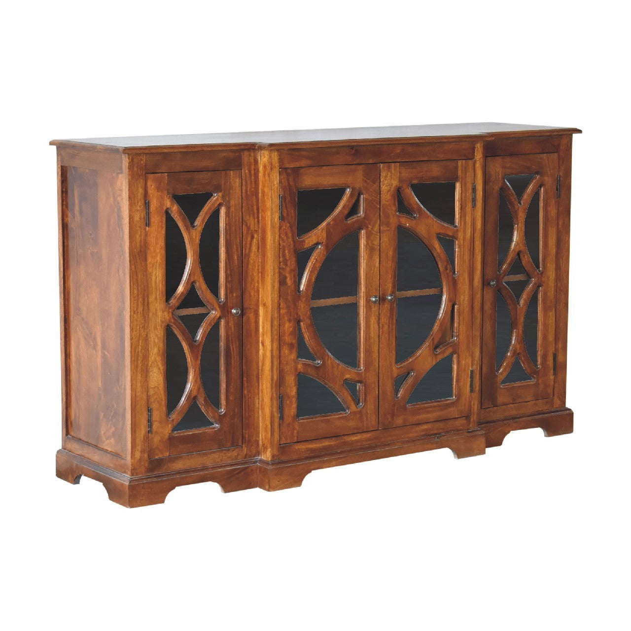 Glazed Carve Chestnut Sideboard - Chestnut Solid