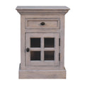 Glazed Stone Bedside Stone White Solid Wood