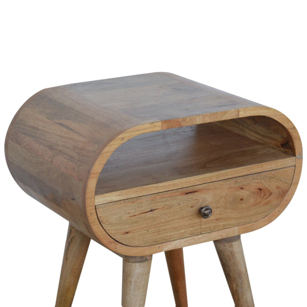 Circular Open Slot Bedside Oak Solid Wood