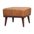 Tan Buffalo Leather Tan Footstool Chestnut Leather Wood