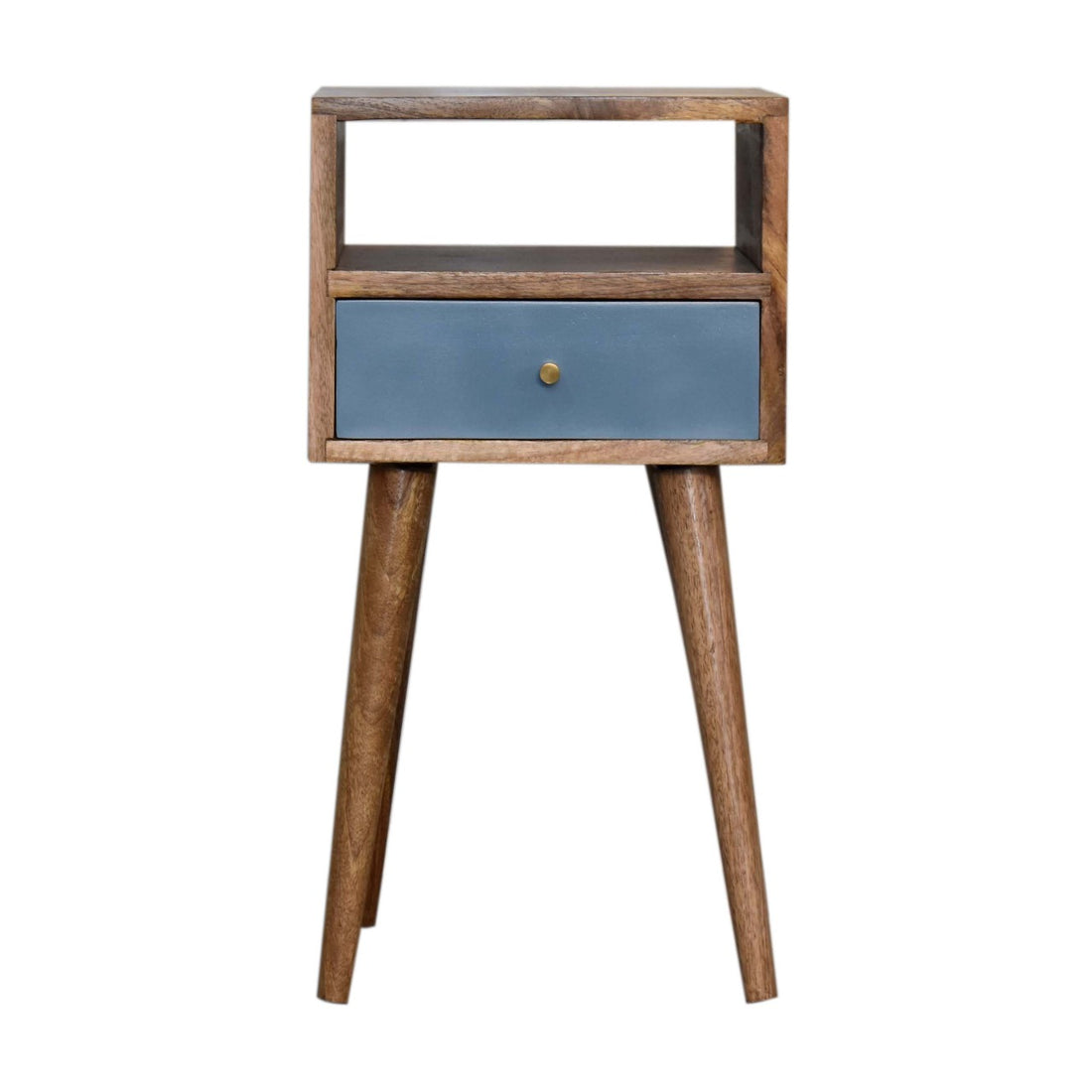 Mini Blue Hand Painted Bedside Blue Solid Wood