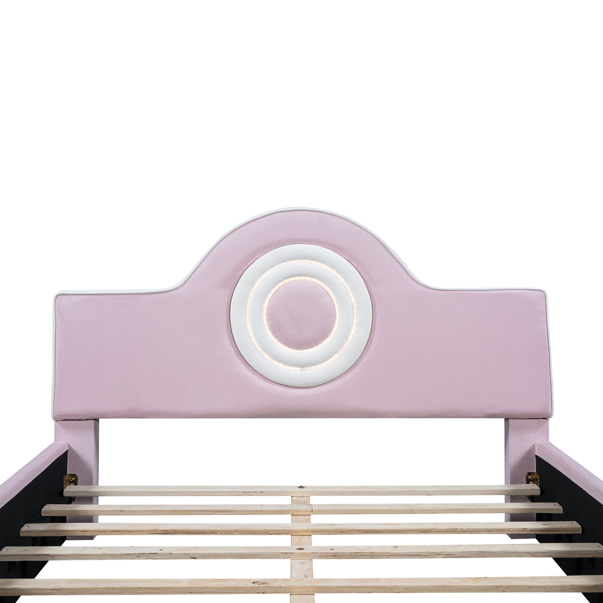 Full Size Upholstered Platform Bed With Led Headboard, Pink Box Spring Not Required Full Pink Wood Bedroom Upholstered