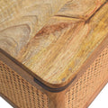 Larissa Lid Up Storage Stool Oak Wood Rattan