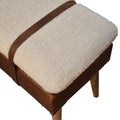 Boucle Buffalo Hide Leather Bench Chestnut Leather Wood