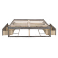 Queen Size Platform Bed With 6 Storage Drawers,Antique Gray Antique Gray Mdf Lvl