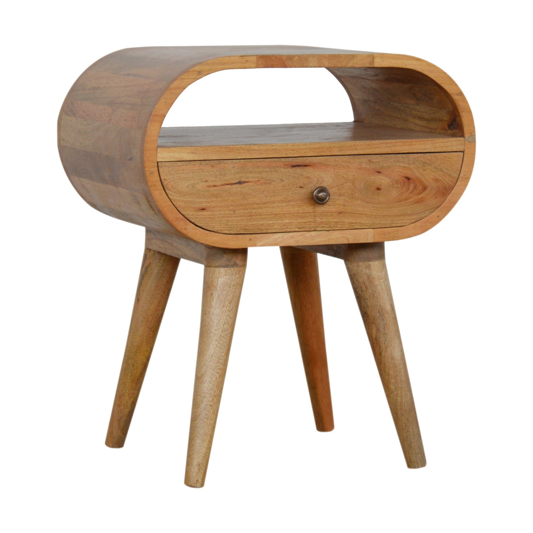 Circular Open Slot Bedside Oak Solid Wood