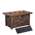 Best Choice Product 50,000 Btu Rectangle Fire Pit Table, Faux Woodgrain Top And Faux Stone Texture Base Propane Gas Fire Table For Outdoor Brown Garden & Outdoor American Design Magnesium Oxide