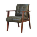 Olive Buffalo Leather Chair Olive Leather Wood Fabric