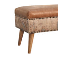 Haven Durrie Bench Tan Leather Wood Fabric