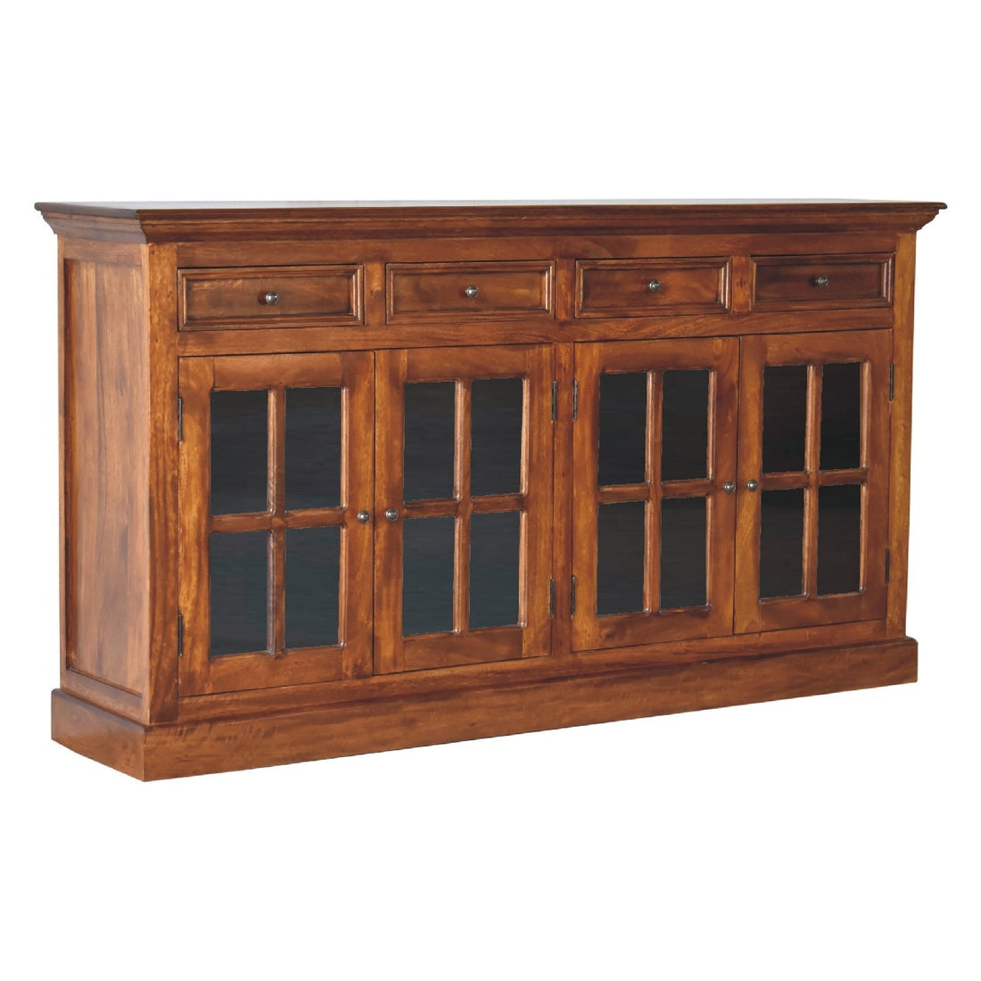 Large Glazed Sideboard Chestnut Solid Wood