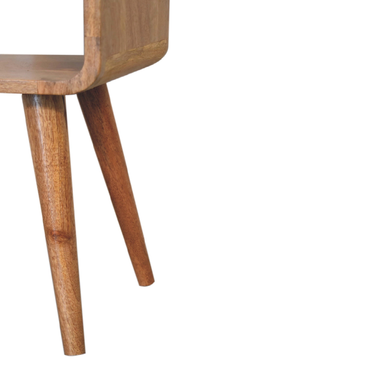 Mini Curved Open Bedside Brown Oak Light Brown With Legs Classic,Contemporary Mango Solid Wood Oak Wood Solid Wood