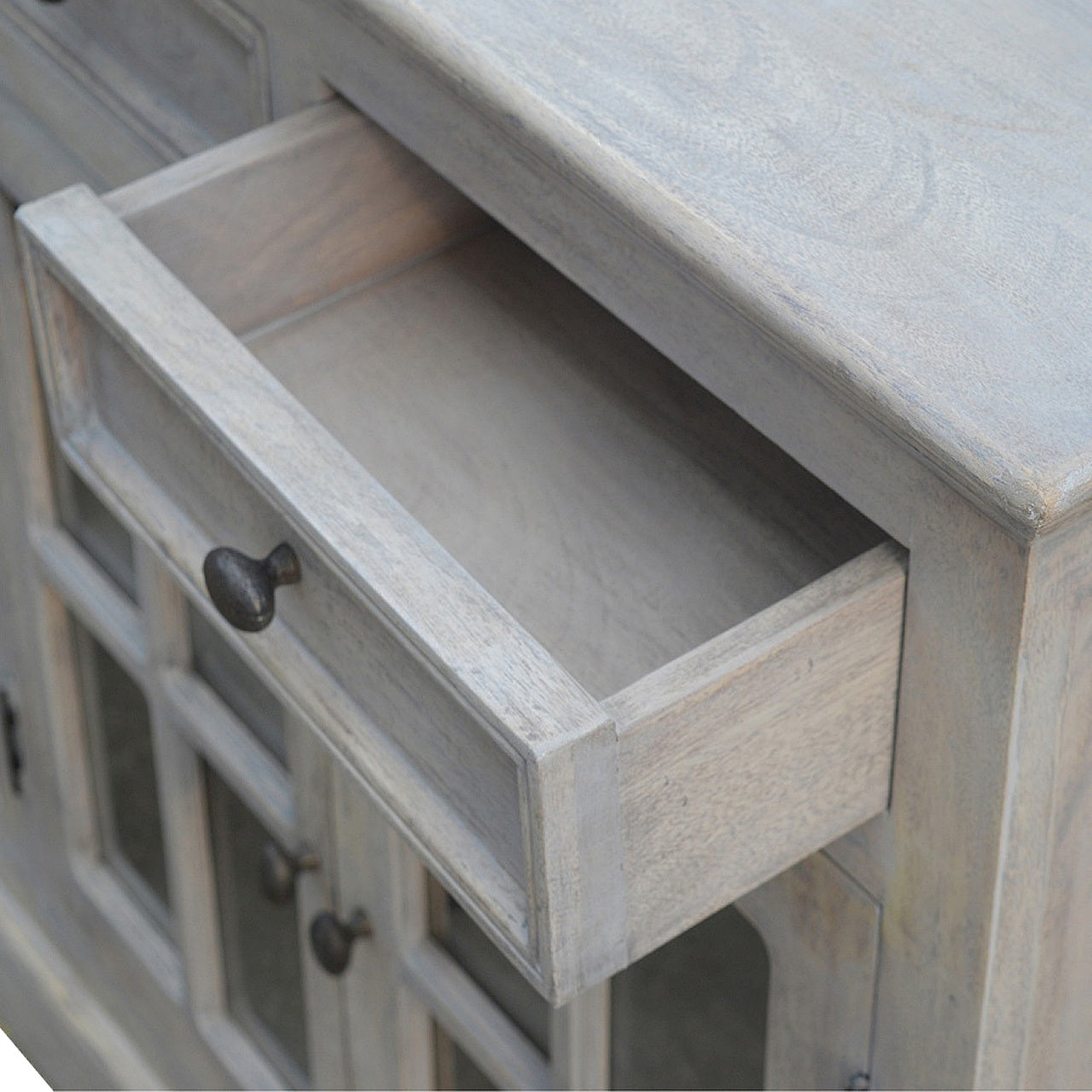 Stone Acid Wash Glazed Sideboard - Stone Gray