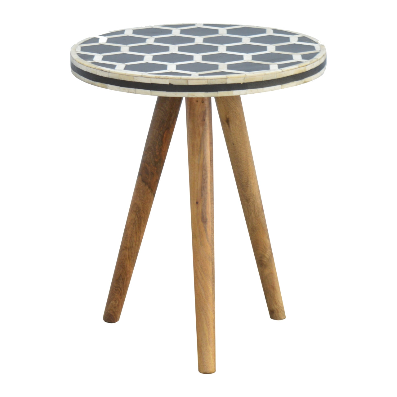 Solid Wood Bone Inlay Tripod Stool Beige White Light Brown Primary Living Space Contemporary Mango Bone,Solid Wood