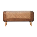 Large Seagrass Buffalo Hide Nordic Bench Oak Leather Solid Wood