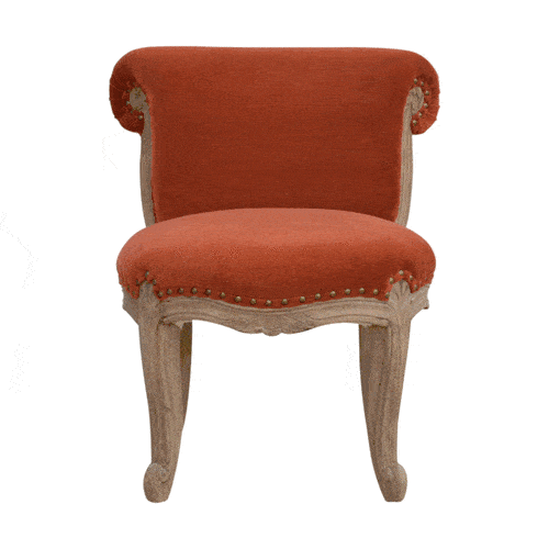 Brick Red Velvet Studded Chair Brick Red Foam Wood Fabric