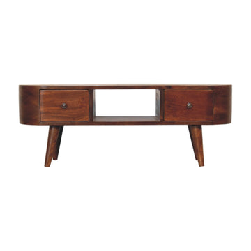 Chestnut Round Open Media Unit Chestnut Solid Wood