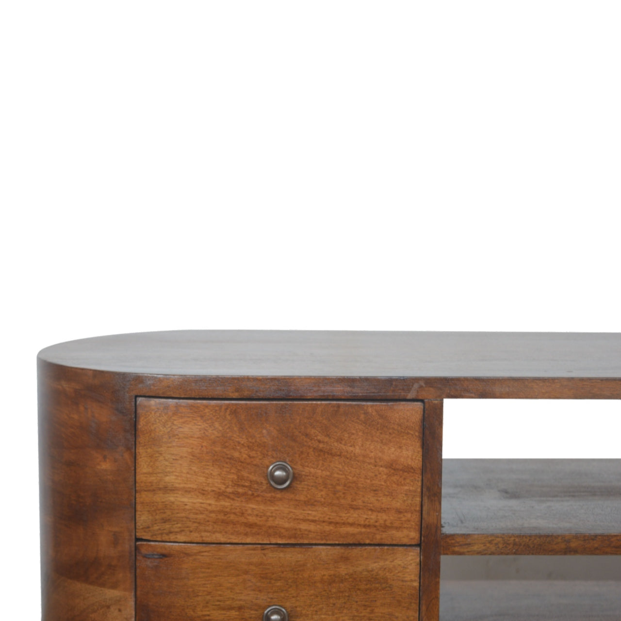 Chestnut Rounded Entertainment Unit Chestnut Solid Wood