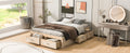 Queen Size Platform Bed With 6 Storage Drawers,Antique Natural Antique Natural Mdf Lvl