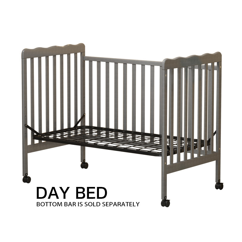 3 In 1 Convertible Crib In Storm Grey, Made Of Sustainable Pinewood, Non Toxic Finish, Comes With Locking Wheels, Wooden Nursery Furniture Stone Gray Wood