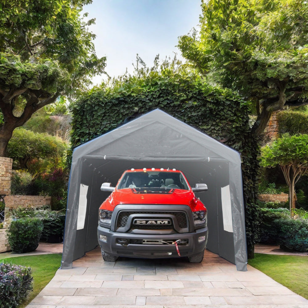 12x20 feet heavy duty outdoor portable garage grey-garden & outdoor-rust
