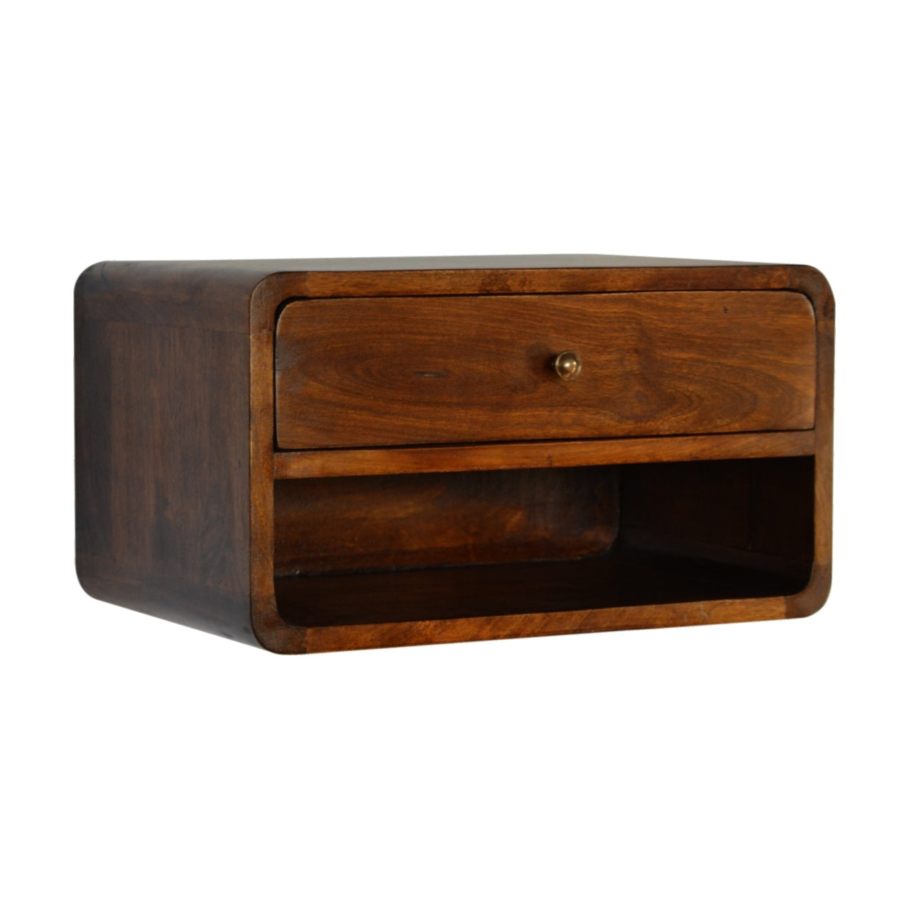 Chestnut Curve Floating Bedside Chestnut Solid Wood