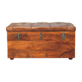 Buffalo Hide Chestnut Storage Trunk Chestnut Leather Solid Wood