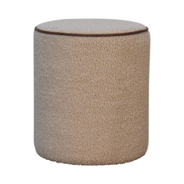 Serenity Round Footstool Cream Foam Wood Fabric