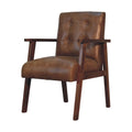 Brown Buffalo Leather Chair Chestnut Leather Solid Wood