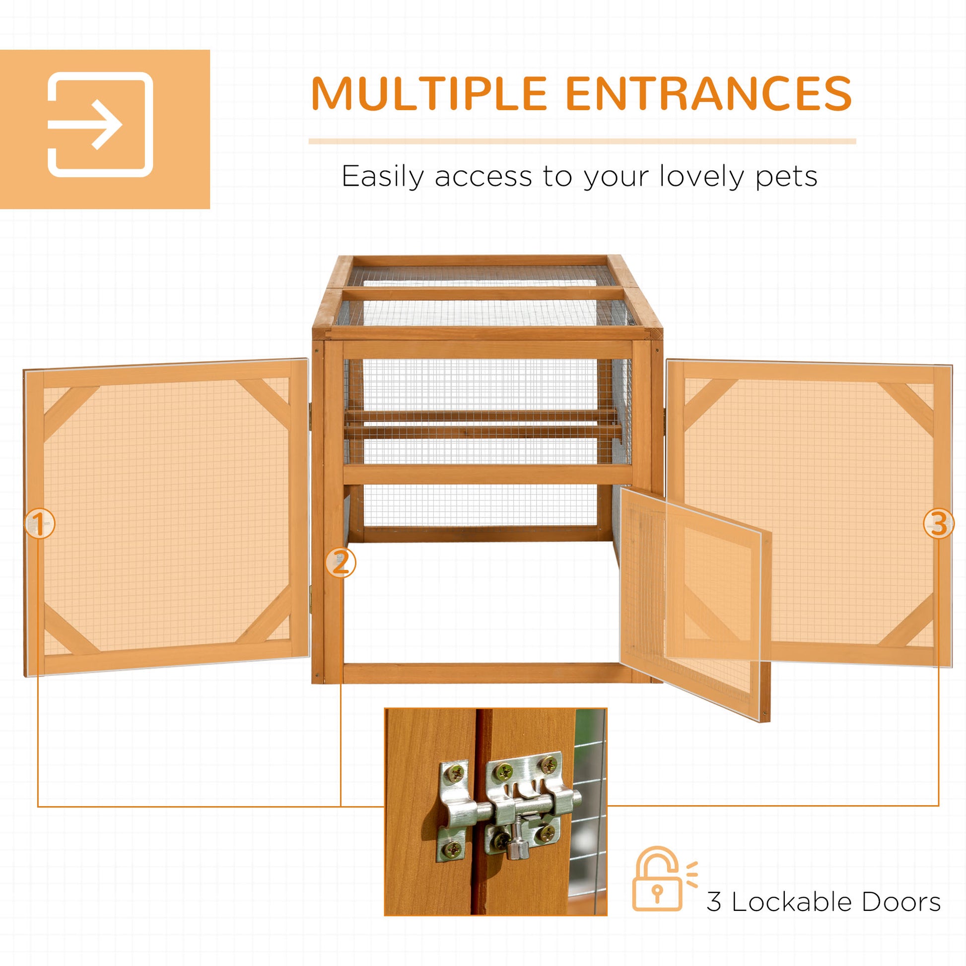 Pawhut 55" Wooden Chicken Coop Add On Expansion, Mini Chicken Coop Outdoor Chicken Run Hen House With Combinable Design Orange Steel