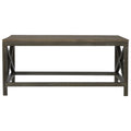 Industrial Cross Metal Coffee Table Pewter Wood Metal