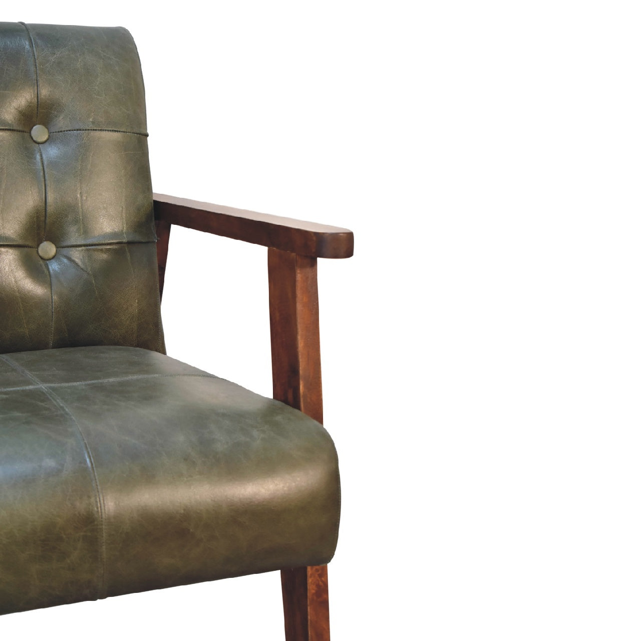 Olive Buffalo Leather Chair Olive Leather Wood Fabric