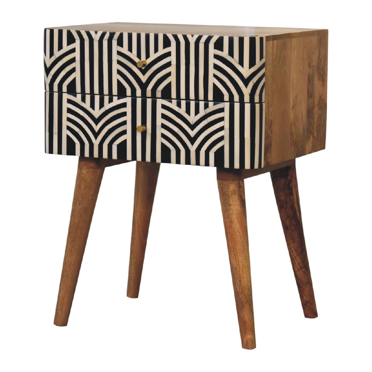 Edessa Bone Inlay Bedside Oak Solid Wood