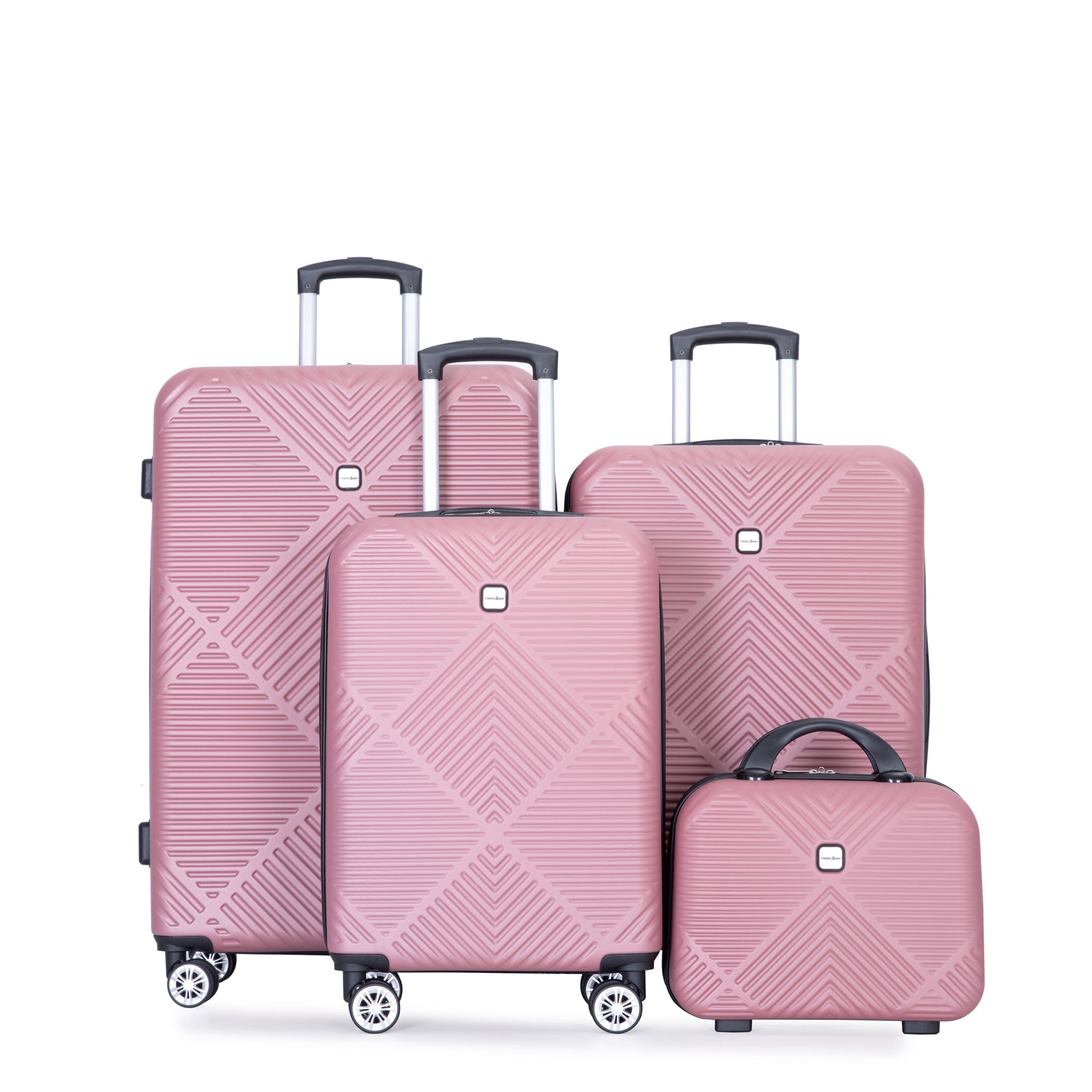 4 piece ABS lightweight suitcase, 14 inch makeup box pink-abs