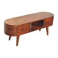 Chestnut Round Open Media Unit Chestnut Solid Wood