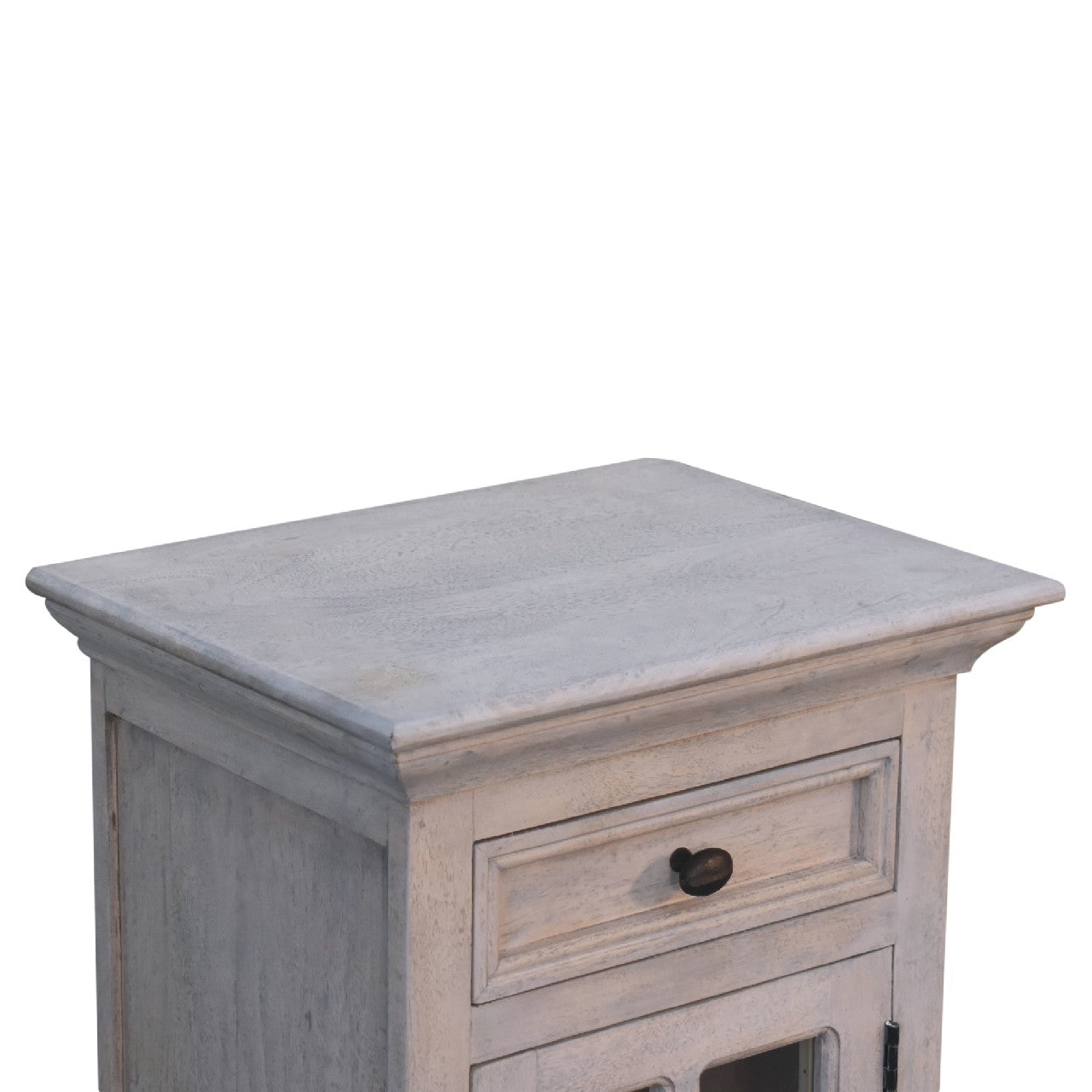 Glazed Stone Bedside Stone White Solid Wood