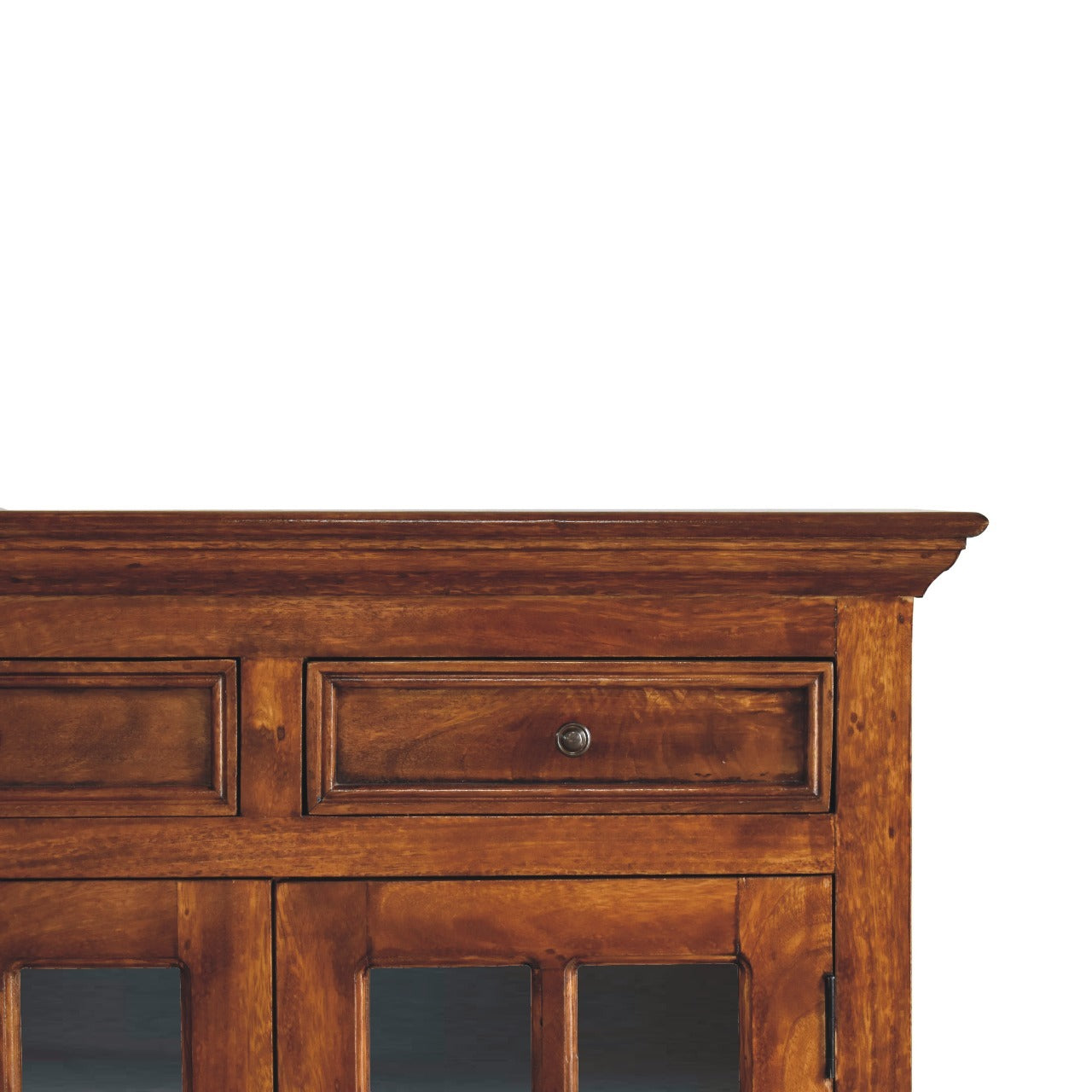 Large Glazed Sideboard - Chestnut Solid Wood