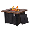 Good Product 50,000 Btu Outdoor Gas Fire Tablefaux Woodgraine Table Top Fire Pit Black Garden & Outdoor American Design Magnesium Oxide