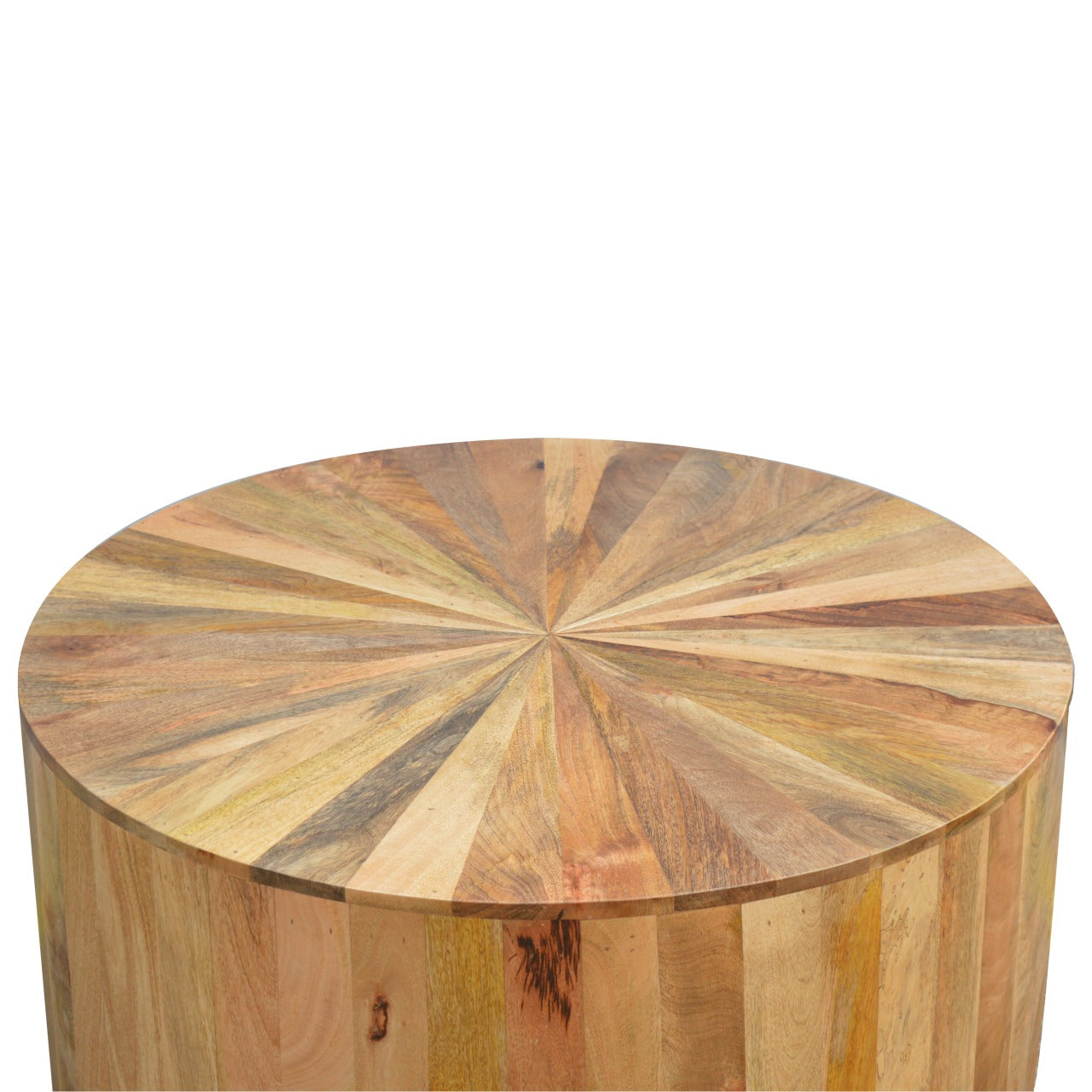 Round Wooden Coffee Table Chestnut Solid Wood