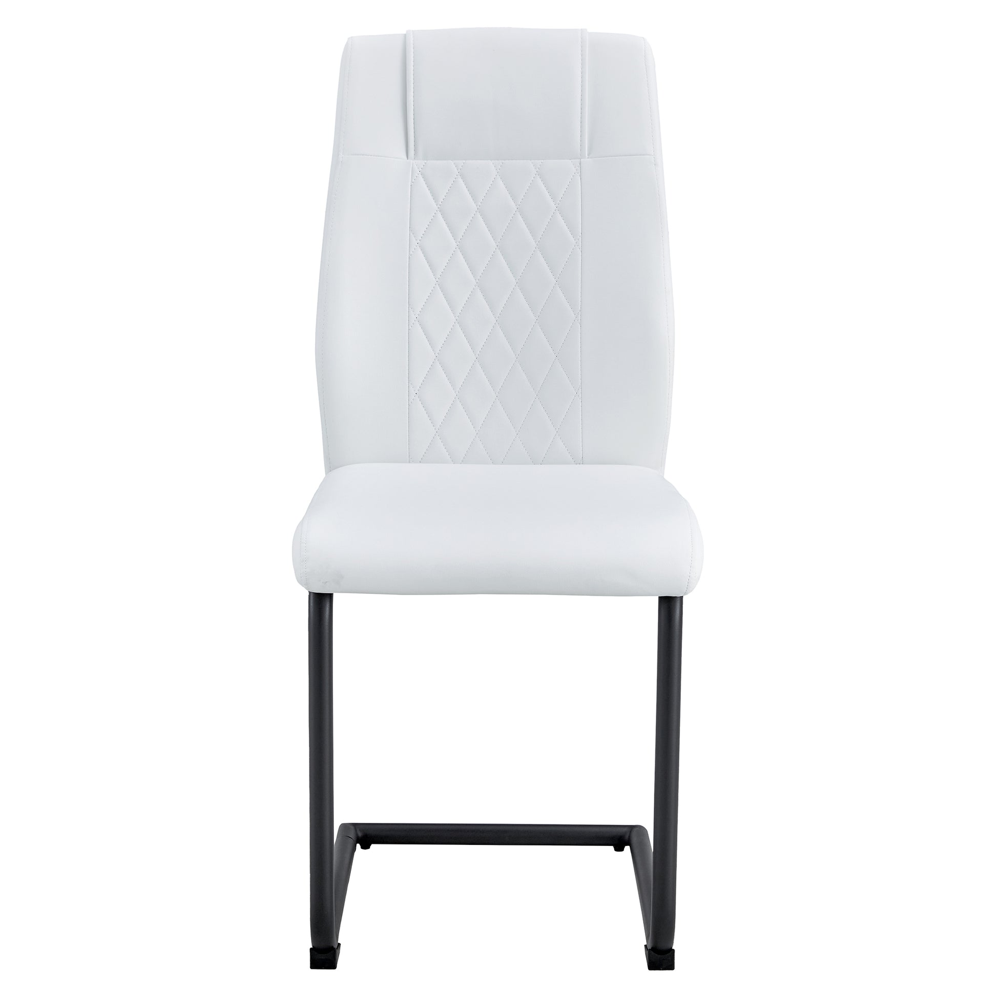 Modern Dining Chairs With Faux Leather Upholstered Seats Dining Room Chairs With Metal Legs, Suitable For Kitchen, Living Room, Bedroom, Dining Room Side Chairs, Set Of 6 Pieces White Pu Leather White Pu