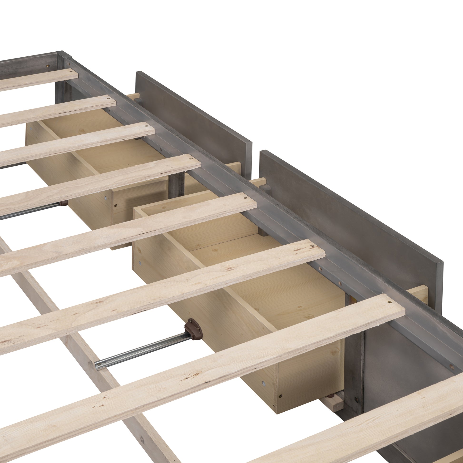 Queen Size Platform Bed With 6 Storage Drawers,Antique Gray Antique Gray Mdf Lvl